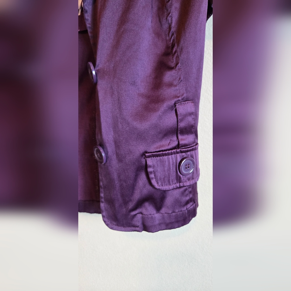 Paris Blues Blazer Jacket Women’s Small Purple Satin Short Sleeve Fitted Button - Picture 8 of 11